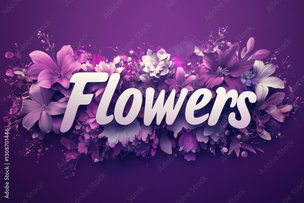 Aufkleber vibrant display of flowers in purple tones adorned with decorative script