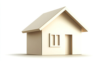 Minimalist beige house model on white background