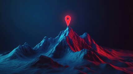 Destination Peak, A digital landscape with a vibrant marker at the summit