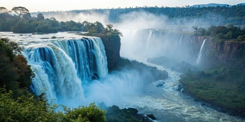 Fototapeta premium Majestic Blue Nile Falls: Amhara Region, Ethiopia - Misty Waterfall Photography