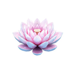 A low polygon style lotus, isolated on a white background, featuring geometric shapes and a contemporary design. PNG