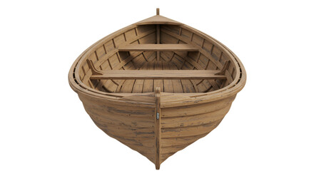 Obraz premium Detailed Wooden Rowboat Cutout on Transparent Backdrop for Designers
