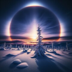 Circumhorizon arc An ice halo that appears as a horizontal rainb