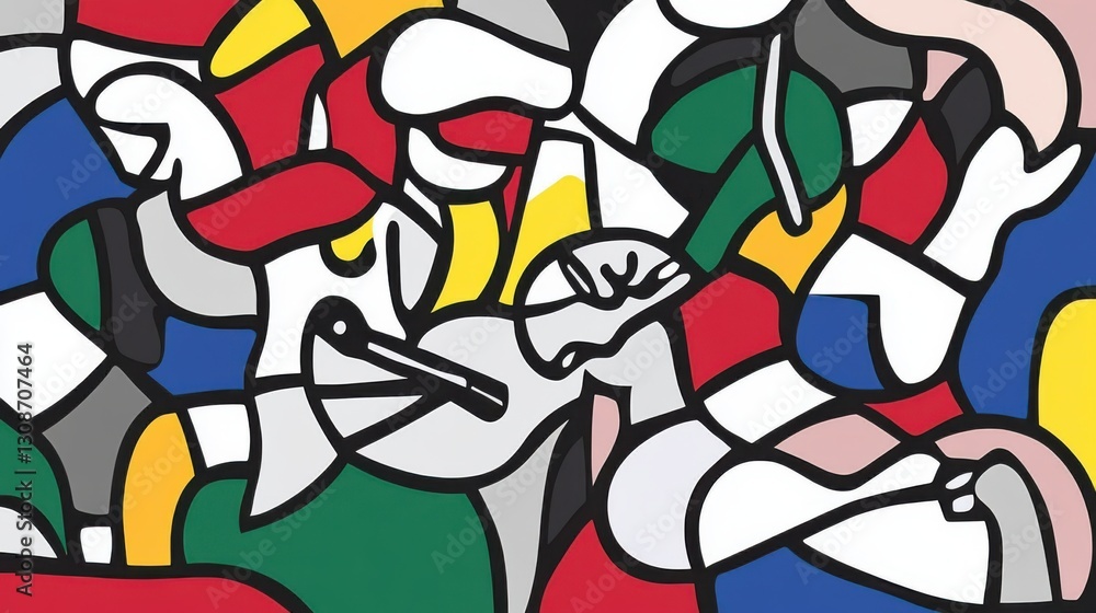 Poster abstract colorful shapes and figures in a vibrant, bold, and dynamic composition.
