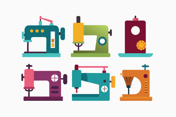 Set of Sewing machine icon. Realistic Sewing Machine for Fashion and Textile Design Illustrations

