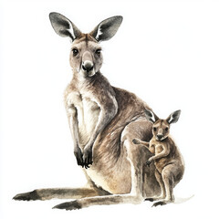 Fototapeta premium Kangaroo and joey show love, tender moment in wild habitat