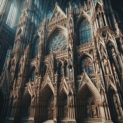 Fototapeta premium Gothic Cathedral A towering Gothic cathedral with intricate ston