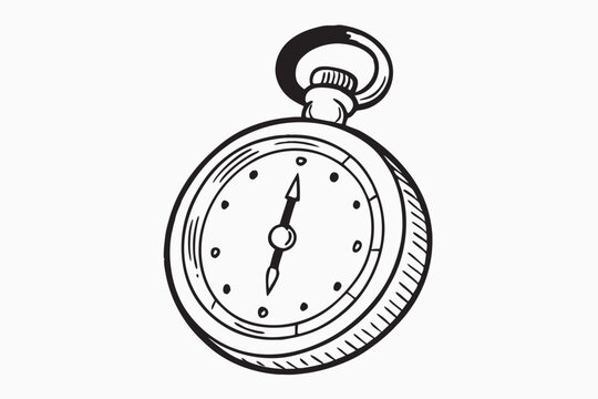 recommend clip art: Vintage pocket watch. Old pocket watch with chain vector illustration. 