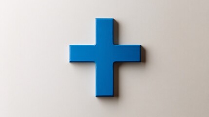 Fototapeta premium Blue plus sign on white background