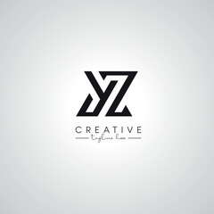YZ ZY Letter Modern Unique Logo Design. Initial Based Monogram Symbol.