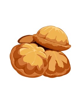 Hand drawn illustration of Bahulu Cake or Baulu Cake is a famous snack for festive seasons in Asia.