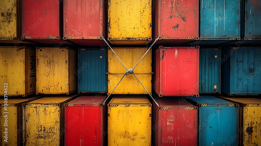 Aufkleber colorful container stack: a vibrant composition of stacked shipping containers, displaying a spectru