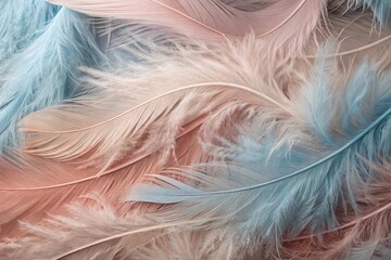 Colorful feather abstract background, blues pinks