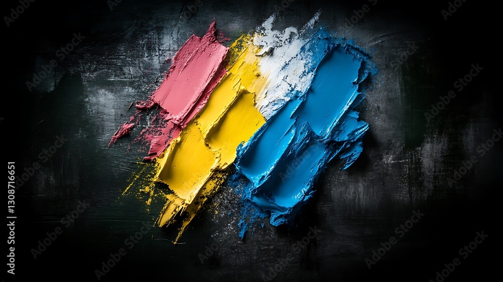 Poster vibrant colorful paint strokes on dark background creating artistic texture and visual interest for 