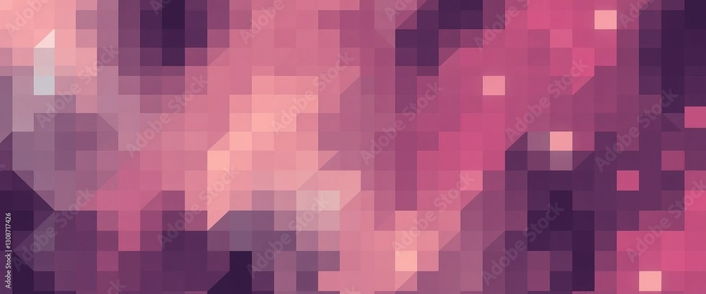 Poster pixelated abstract of blended violet purple and pale peach tones forming mosaic of geometric pattern