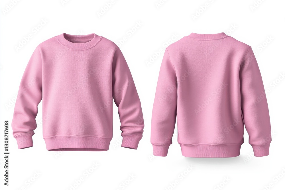 Aufkleber Bright pink sweatshirt displayed from front and back views in a minimalist setting