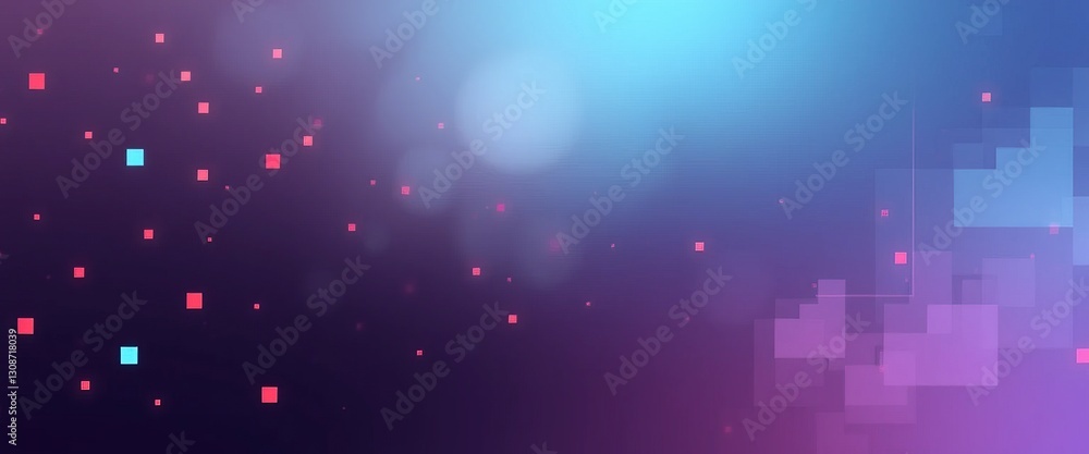 Poster Abstract design with geometric shapes and vibrant color gradients evoking modern digital technology aesthetics