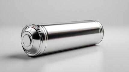 Chrome battery studio shot; isolated, clean background; energy