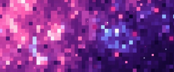 Fototapeta premium Pixelated display of pink purple and light blue with abstract design of squares to retro vibes