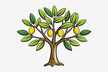 Obraz premium Botanic tree logo mark design. Organic nature icon. Natural plant emblem. Olive tree hand drawn illustrations sketch Vector