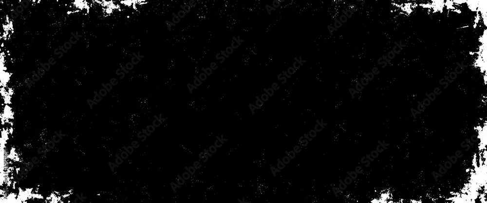 Poster black backdrop is framed by distressed textured border stark and grungy feel
