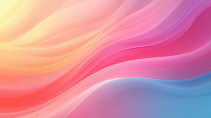Fototapeta premium Colorful waves of pink, blue, and yellow create an abstract design in soft pastel tones with gentle gradients and flowing patterns