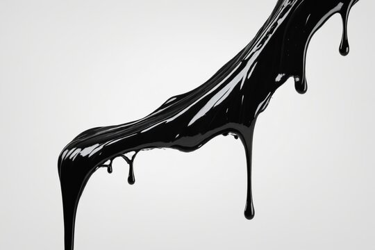 Black viscous liquid flows with drips