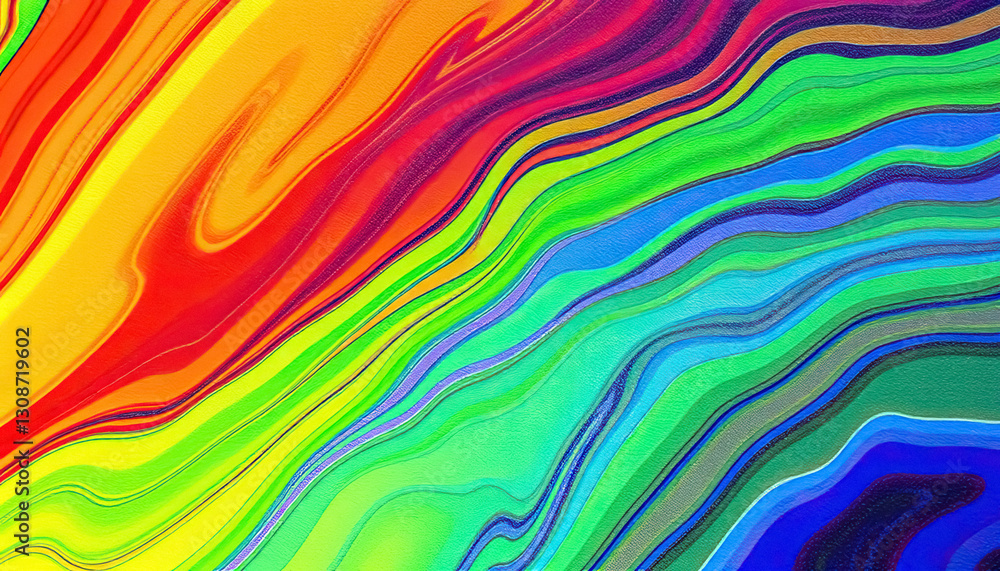 Fototapete vibrant abstract rainbow cascade of colors flowing in parallel streams dynamic fluid effect