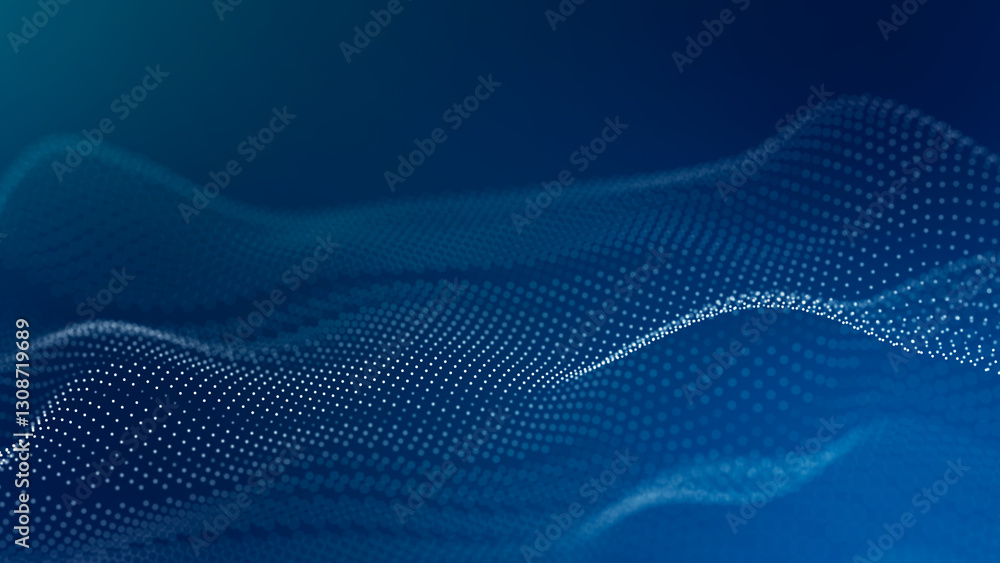 Poster futuristic wave with many dots. abstract motion background of colored dots. technology or science. 3