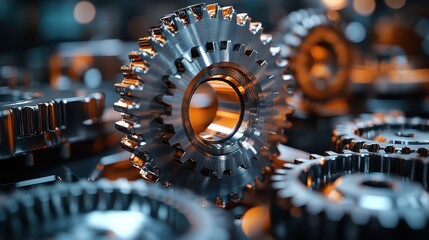 A gigantic gear system, its polished teeth interlocking in perfect synchronization.