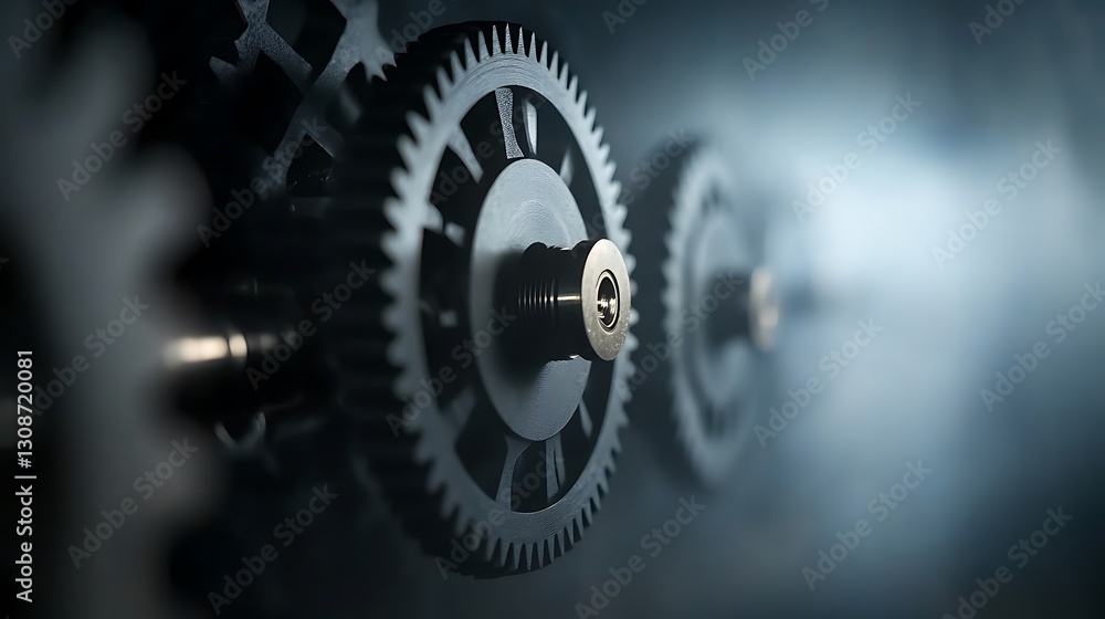 Poster intricate gears in motion showcasing mechanical engineering and precision in an industrial backgroun