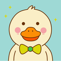Minimalist line drawing of a simple cute duck in an aesthetic, fun, and playful style.