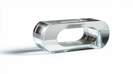 Clear acrylic oval object, studio shot, minimalist design, white background