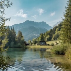 lake and mountains