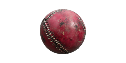Red leather cricket ball isolated on transparent background