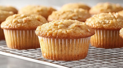 Delicious Homemade Muffins Freshly Baked Treats for Breakfast, Brunch, or Dessert, Capture the Essence of Golden-Brown Perfection, a Tempting Array of Muffin Variations on a Cooling Rack, Perfect for