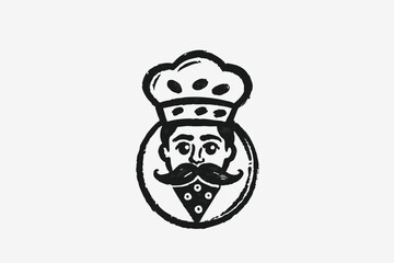 Black silhouette Pizza design element for logo, poster, card, banner, emblem. Pizzeria chef logo vector illustration, Design element