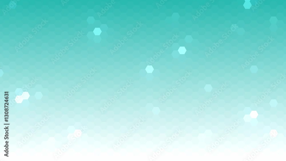 Aufkleber Hexagon mosaic confetti abstract falling geometric shapes gradient turquoise gradient background animation