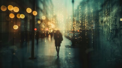 Obraz premium Abstract picture of beautiful effect illuminate gentle light use blurry technique express vividness of view. Bokeh of bright particle glowing and reflecting background convey sense of warming. AIG53.