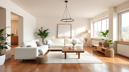 Japandi Style Living Room Home Mockup | Generative AI
