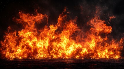 Fiery Inferno Wall, Night, Background, VFX