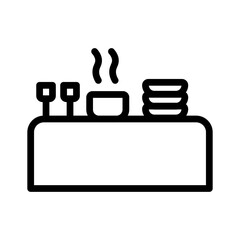 Dinner Table Vector Line Icon Design