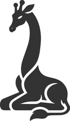 Giraffe sitting on the ground with legs folded vector silhouette