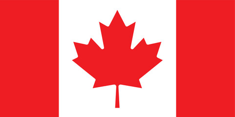 Flag of Canada with Canadian maple leaf. Simple vector illustration.