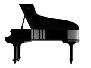 Isolated Grand Piano, Silhouette Style
