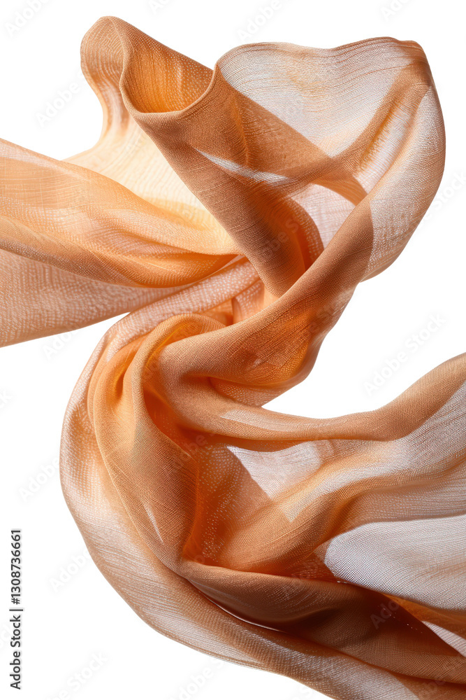Poster flowing fabric in soft orange and white hues creating a dynamic and elegant aesthetic for textiles a