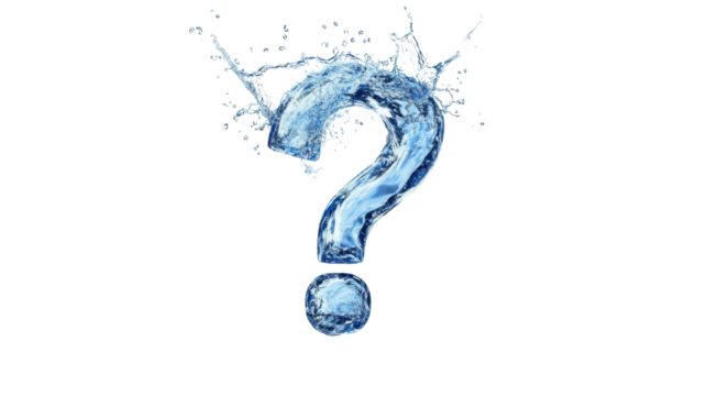 question mark with water splash isolated on white background