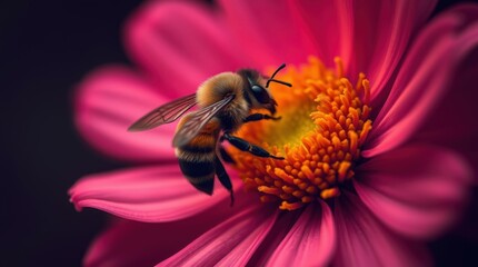 Honeybee on Flower: Pollination, Spring Blossom, Macro Close-up, Nature's Beauty, Insect Wildlife