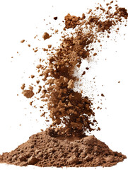 Brown Dust Cloud Rising from Ground in Motion Isolated on White Background for Creative Uses