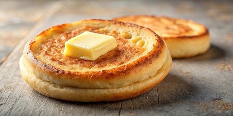Toasted English Muffin with Crispy Edges and Butter , toasted, morning,  toasted, morning, toasting